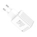 USB töltő / adapter, univerzális, dupla, LED kijelző, 2.4A, fehér