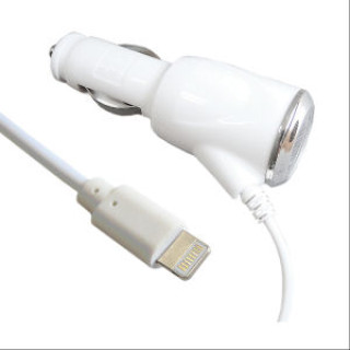 Autós töltő Apple iPhone / iPod, Lightning csatlakozó, fehér, 2A