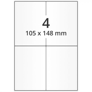 Öntapadós címkék küldeményekhez, 105 x 148 mm, A6 az A4-en, 500 ív (2000 címke)